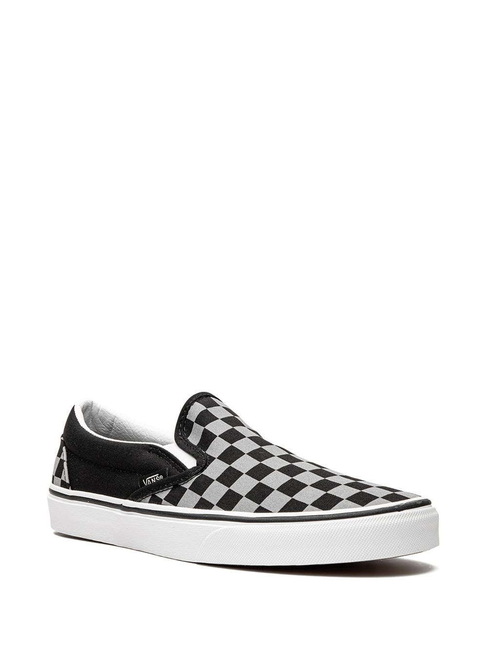 Vans Classic Checkerboard Slip-on Sneakers In Black And Gray | ModeSens