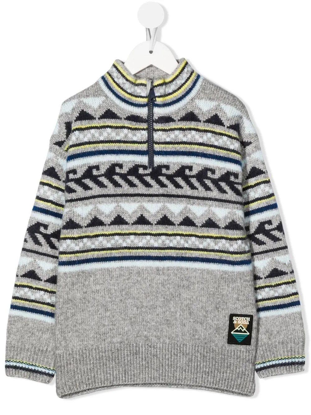 Scotch & Soda Knitted Half-zip Jumper In Grau