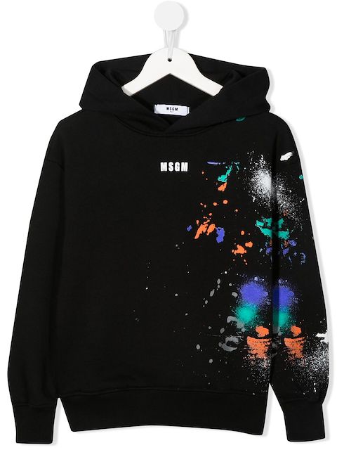 MSGM Kids spray-paint effect pullover hoodie