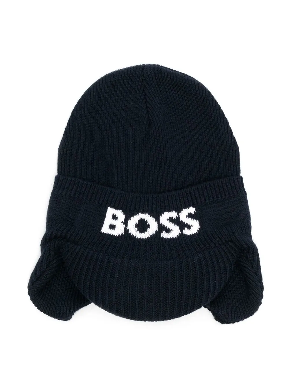 

BOSS Kidswear boina tejida con logo en intarsia - Azul