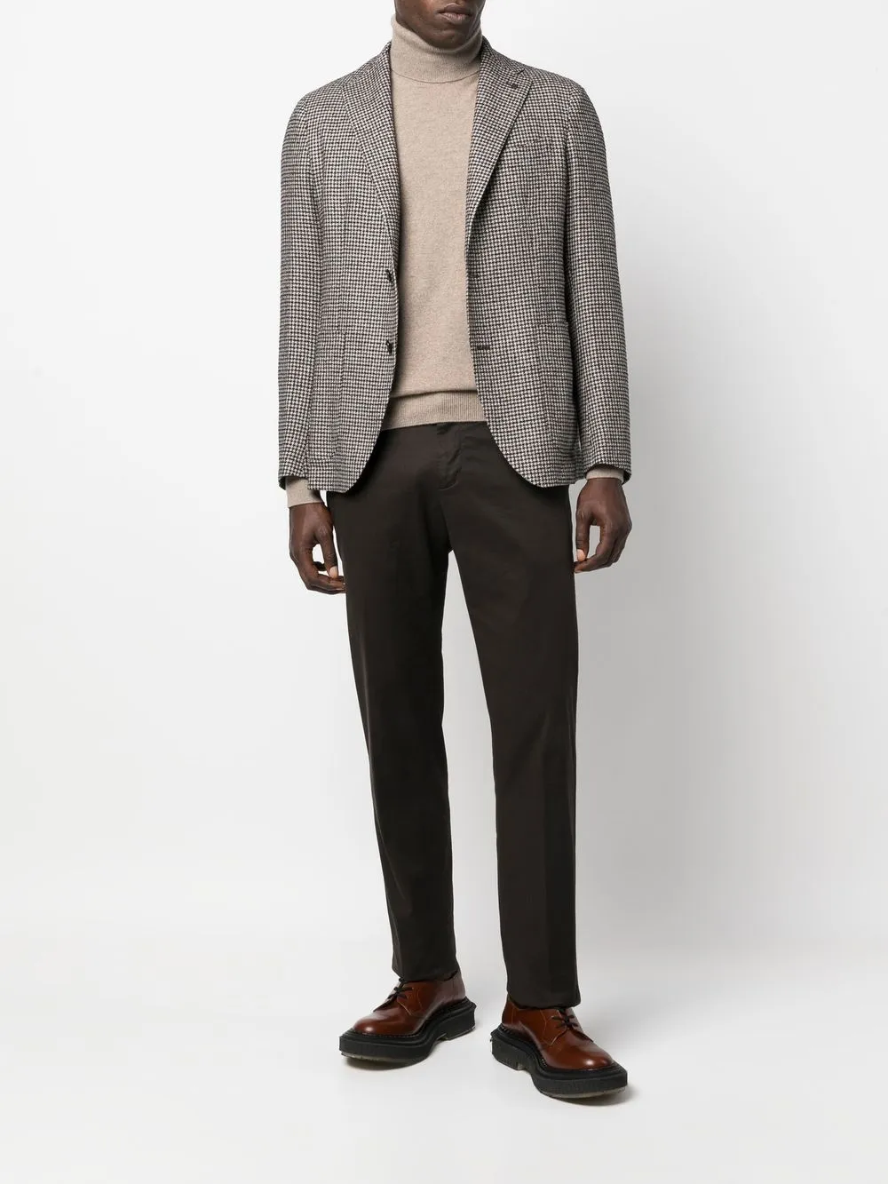 houndstooth single breasted blazer