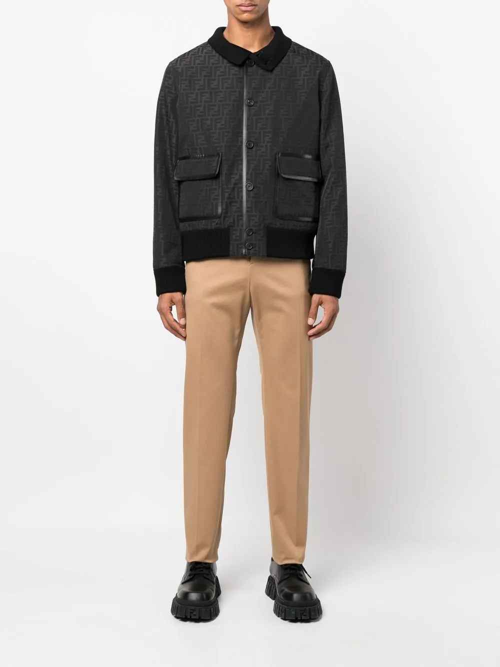 FENDI Bomberjack met monogram jacquard - Zwart