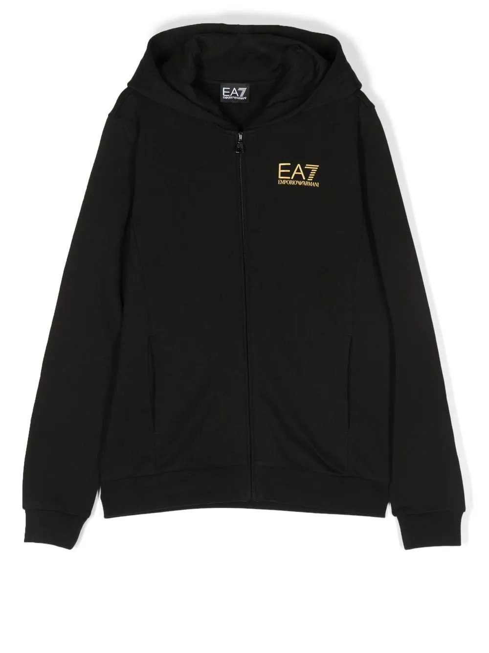 

Emporio Armani Kids logo-print zip-up hoodie - Black