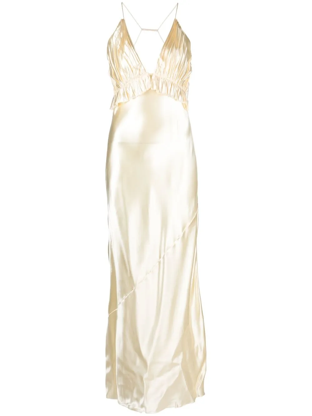 KHAITE v-neck silk gown - White