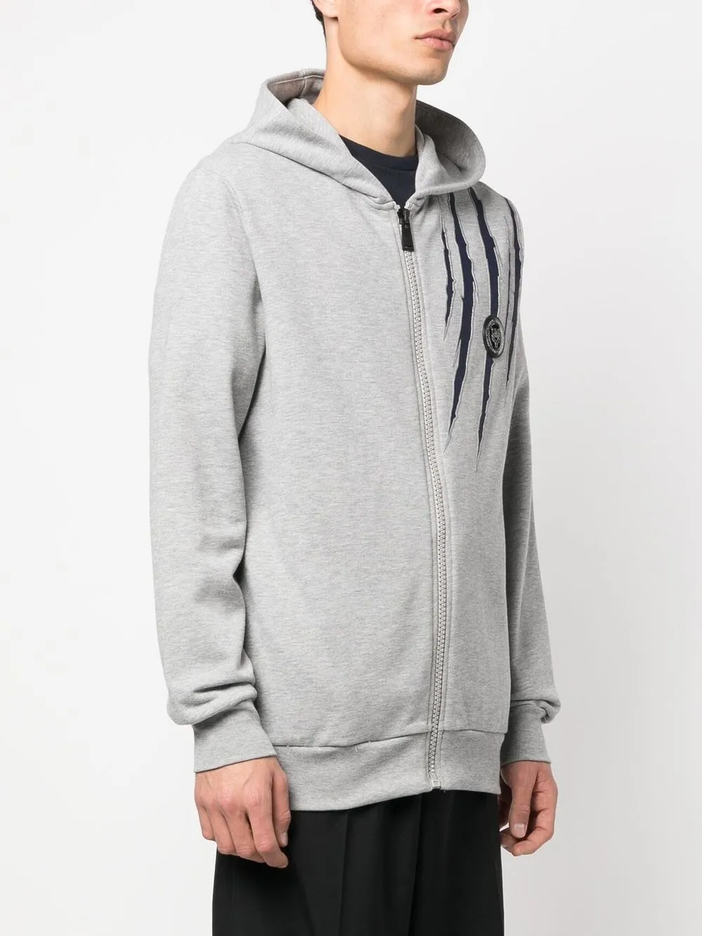  Plein Sport Kapuzenjacke Mit Kratzer Print   Grau 