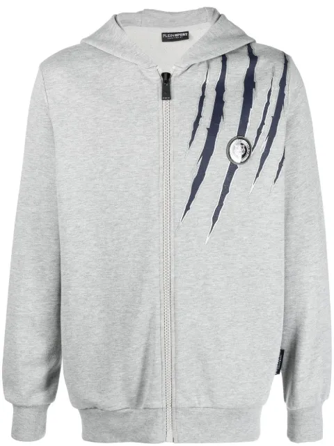 Plein Sport scratch-print zipped hoodie