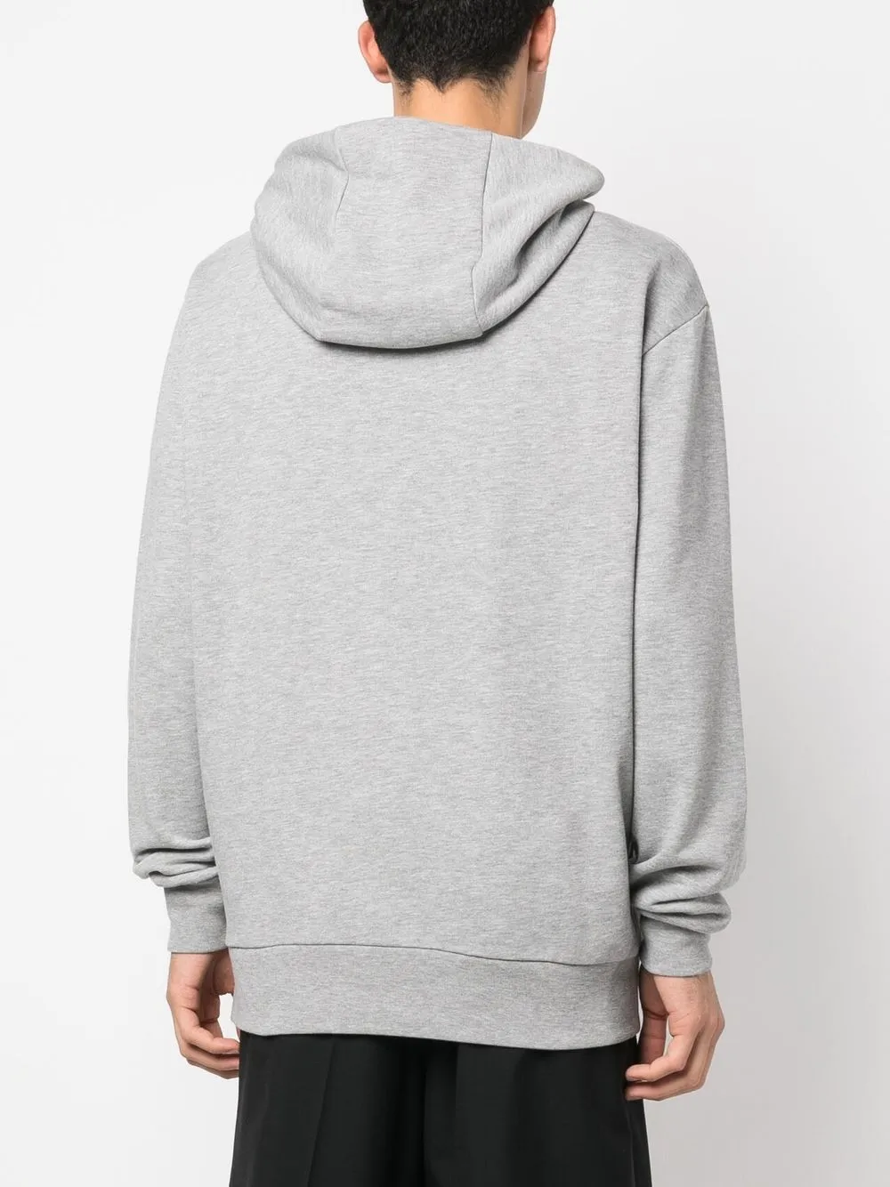 Plein Sport Scratch-print Long-sleeved Hoodie In Gray