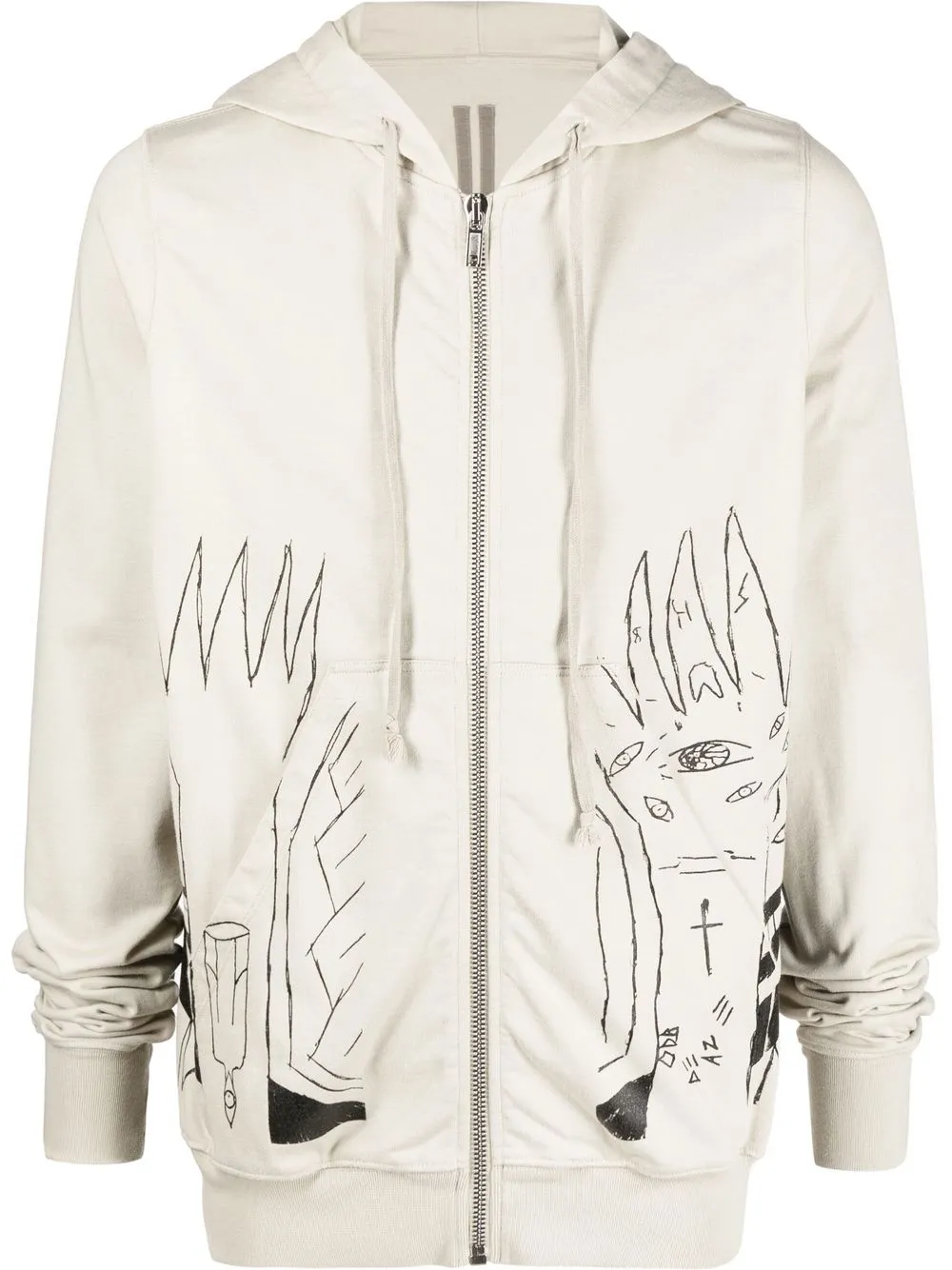 

Rick Owens DRKSHDW hoodie con estampado gráfico y cierre - Neutro