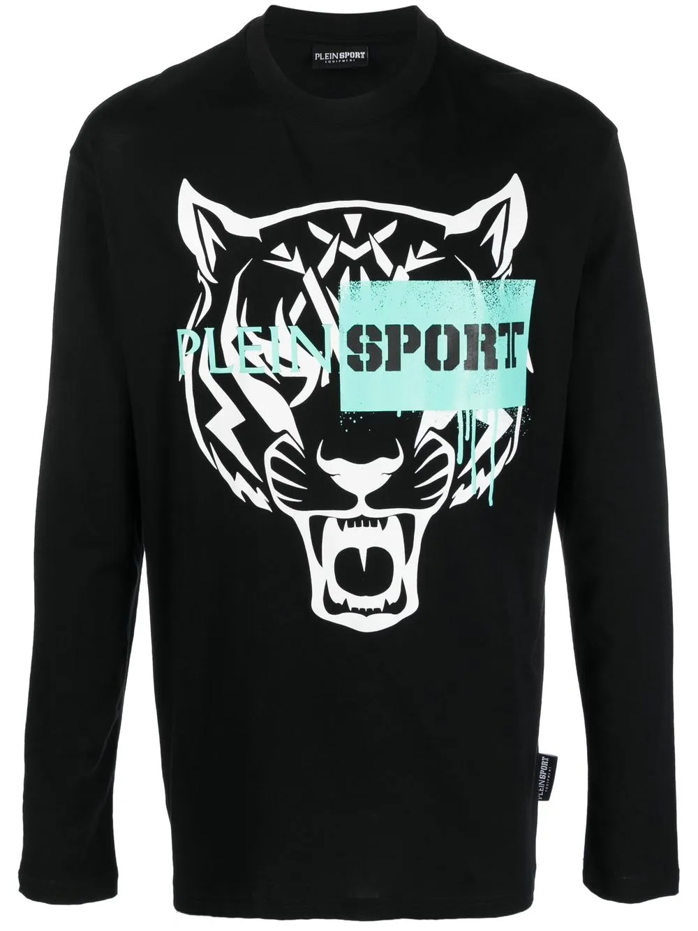 Plein Sport タイガーモチーフ ロングTシャツ - ブラック Plein Sport タイガーモチーフ ロングTシャツ - ブラック