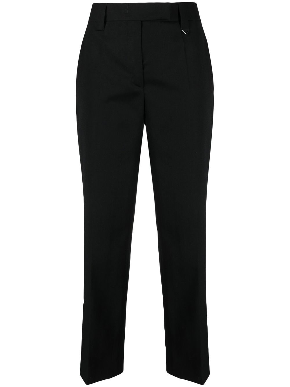 Prada logo-plaque cropped trousers - Black