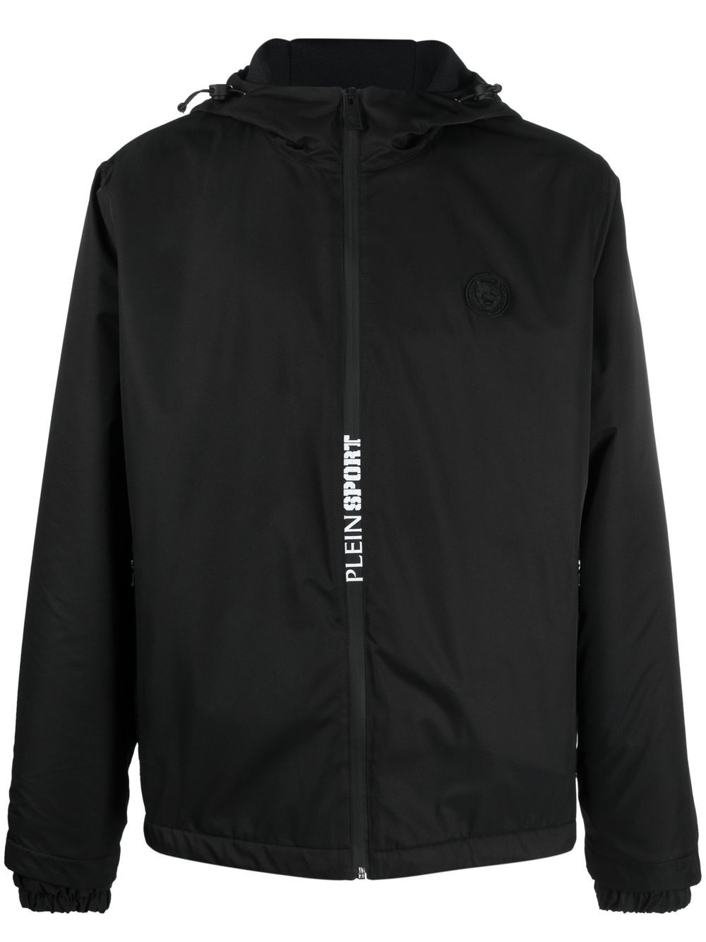 Plein Sport Zip-up Hooded Jacket In Black