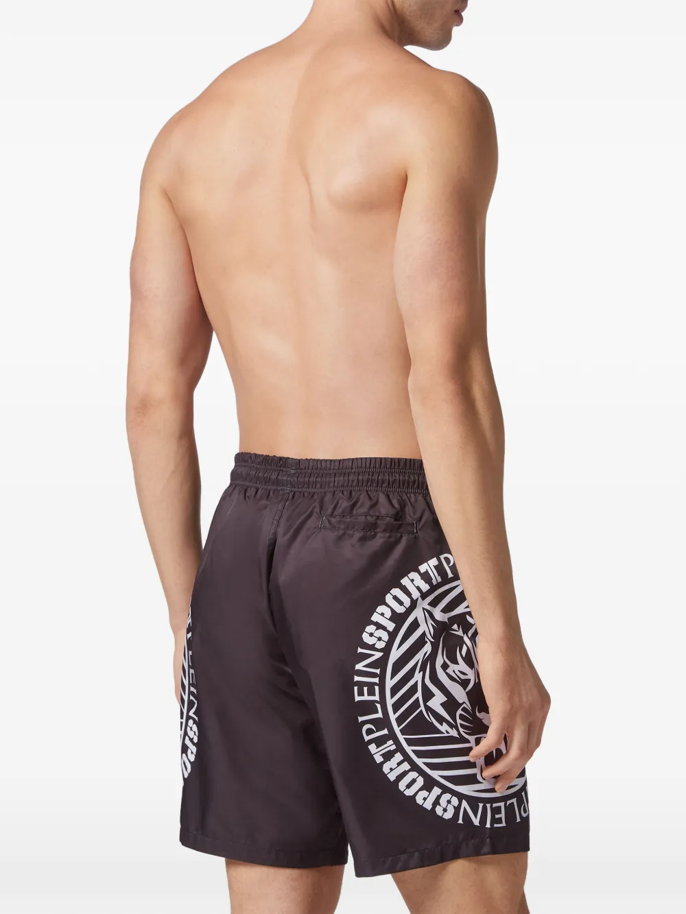  Plein Sport Logo Print Tiger Swim Trunks   Schwarz 