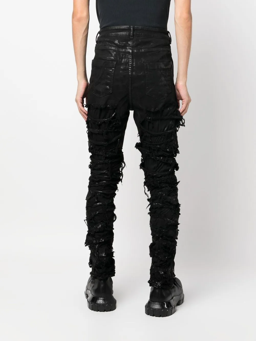 distressed slim-fit jeans