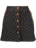 Lanvin logo-jacquard denim skirt - Blue