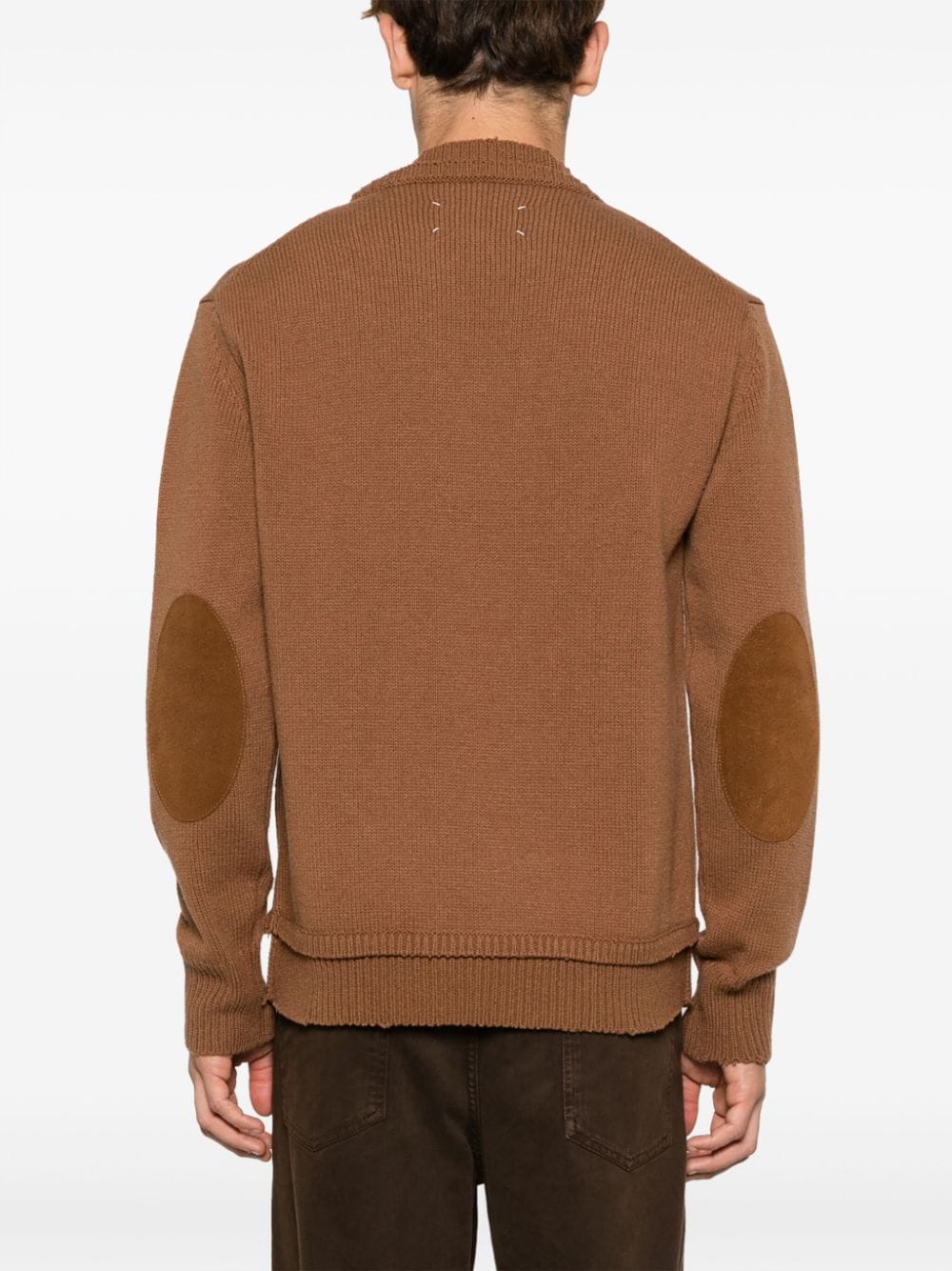Shop Maison Margiela Elbow-patch Knitted Jumper In Braun