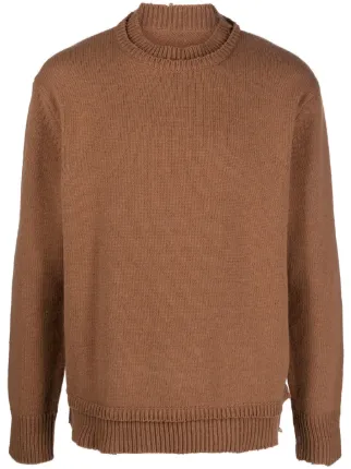 Maison Margiela elbow-patch Knitted Jumper | Brown | FARFETCH BH