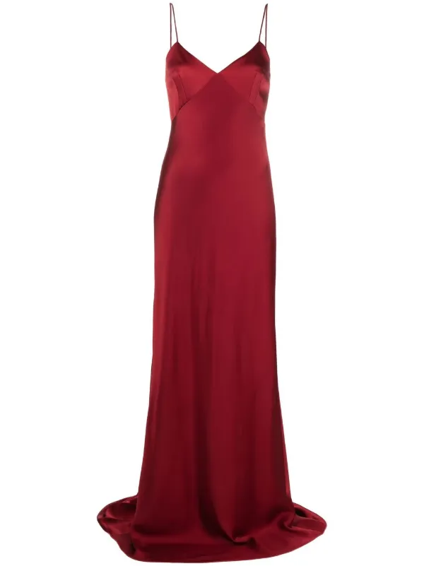 Max Mara V-neck Satin Gown Red FARFETCH BH