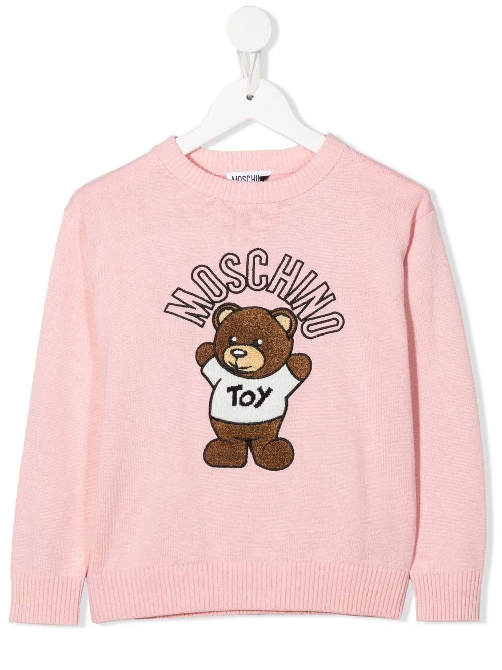 Moschino Logo-embroidered Cotton-blend Jumper In Pink