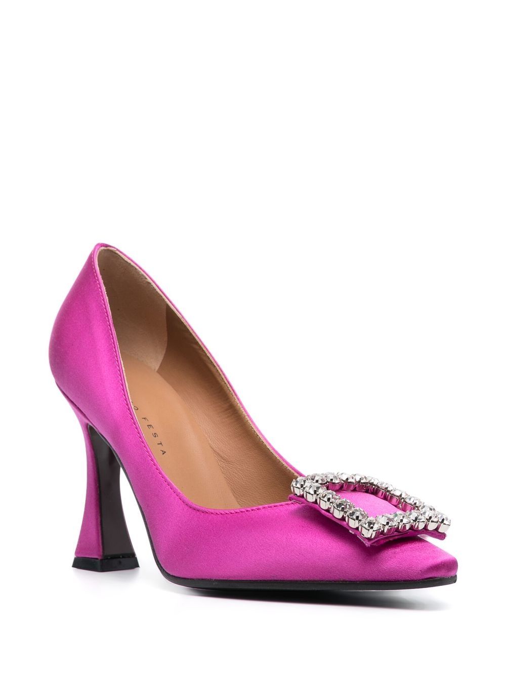 Shop Roberto Festa Lucy Crystal-buckle Pumps In Rosa