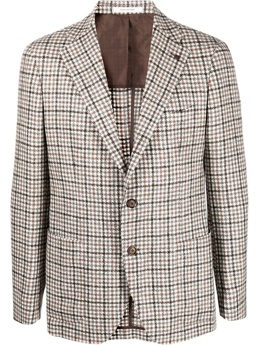 

Tagliatore houndstooth notched lapel blazer - White