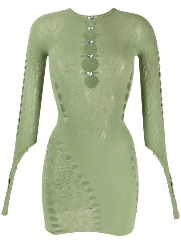 Poster Girl Long-sleeved Cut-Out Dress - Green