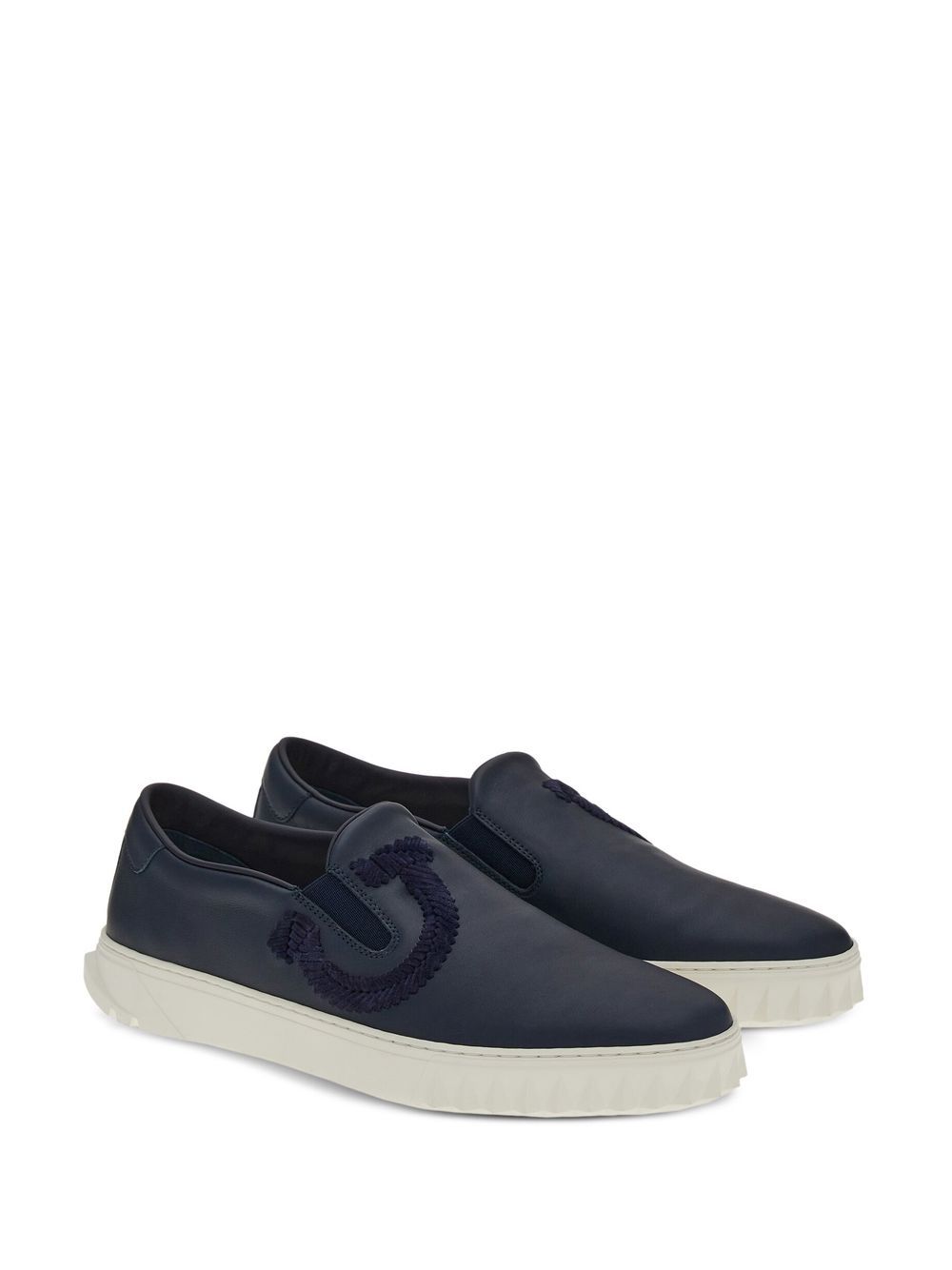 Ferragamo Gancini leather slip-on sneakers - Blue