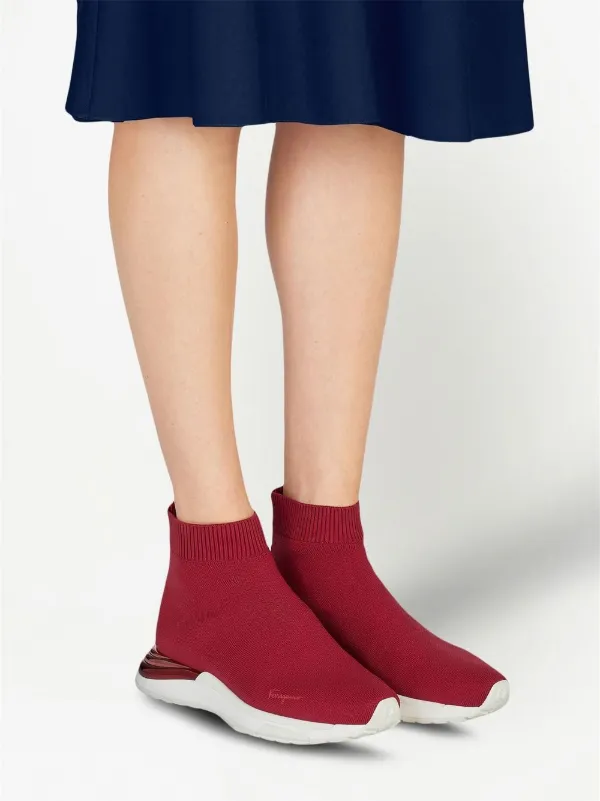 極美品　サルヴァトーレフェラガモ ソックススニーカー ニット ハイカット 6 Ferragamo ソックススニーカー | レッド | FARFETCH JP