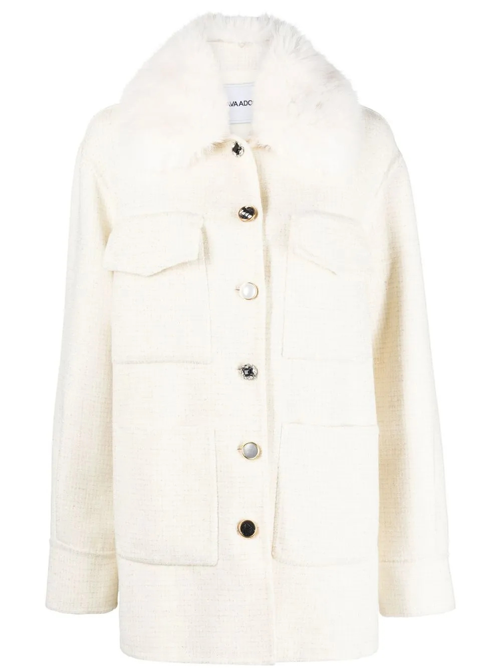 

Ava Adore faux-fur collar single-breasted coat - White