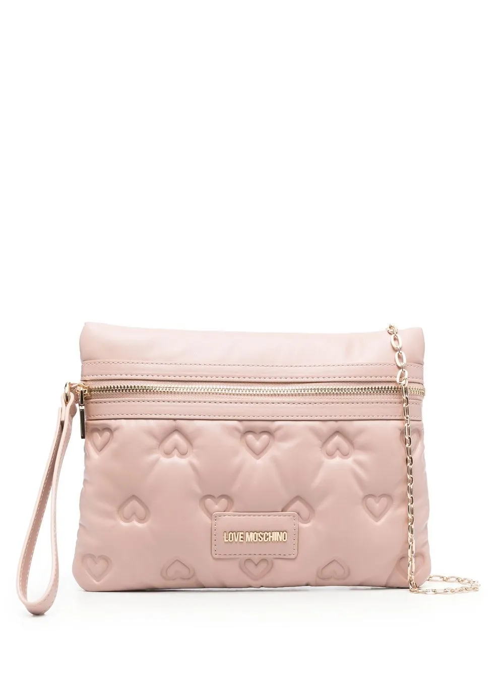 

Love Moschino embossed heart zipped pouch - Pink