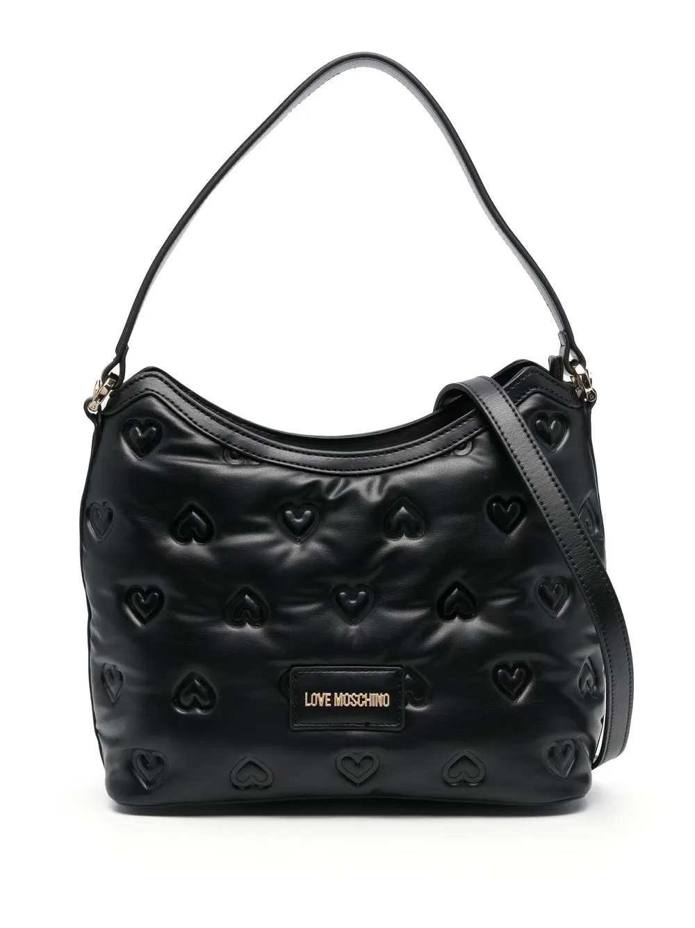 

Love Moschino heart-embossed shoulder bag - Black