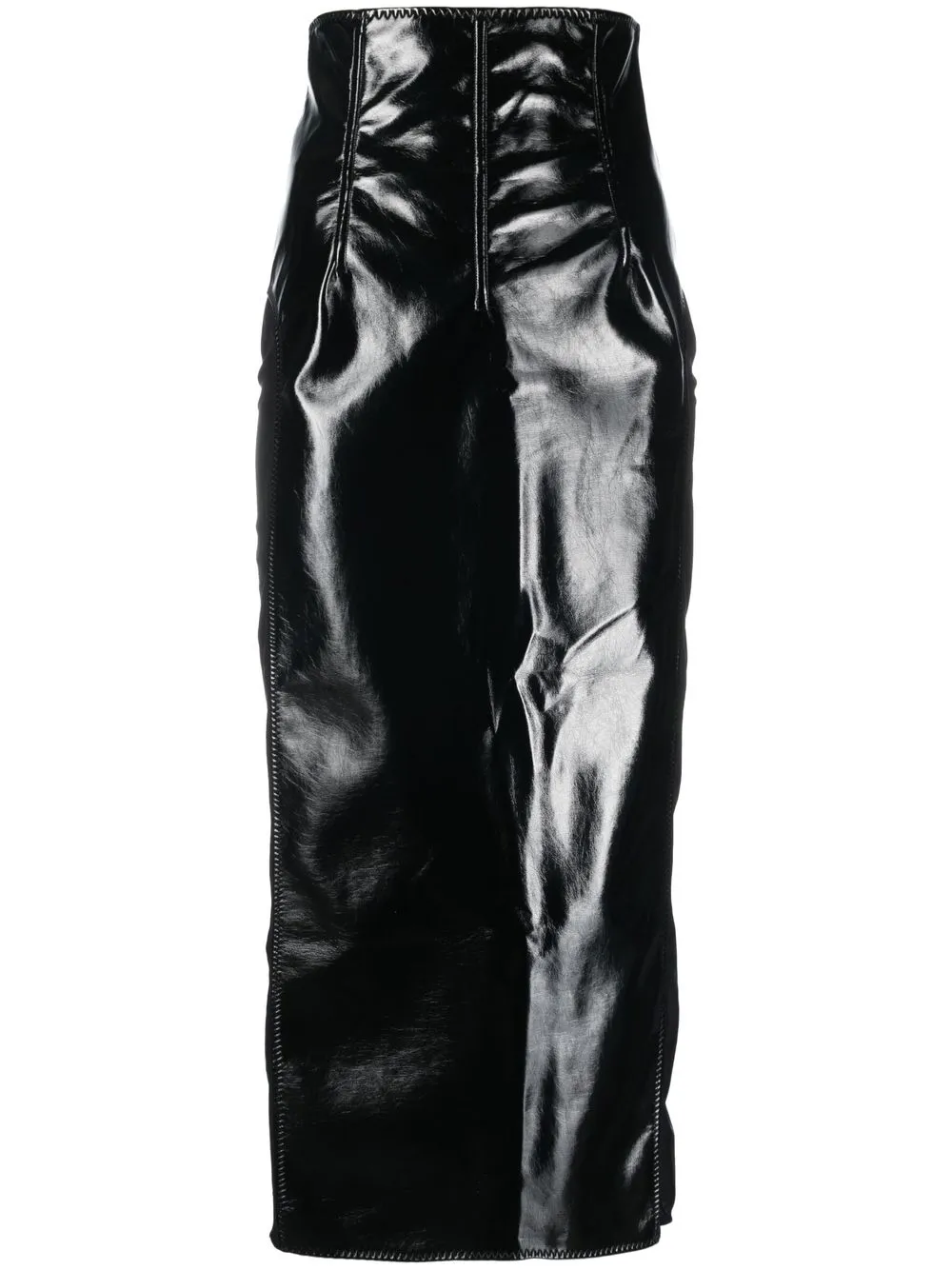

ALESSANDRO VIGILANTE high-shine fitted midi-skirt - Black