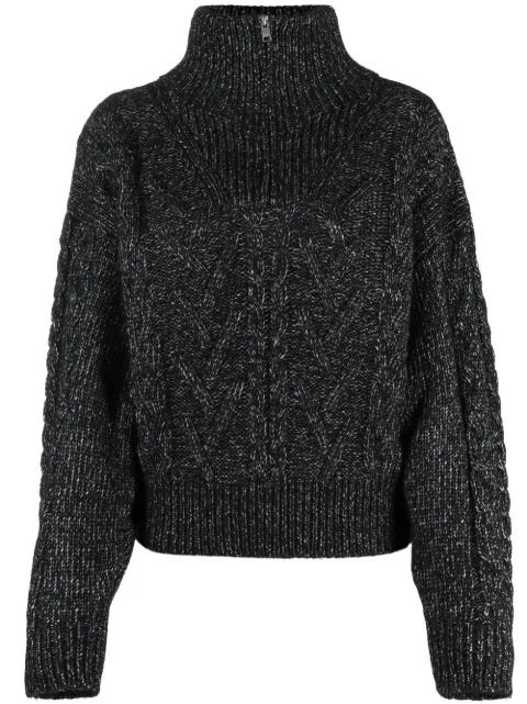 GANNI high-neck ribbed-knit jumper