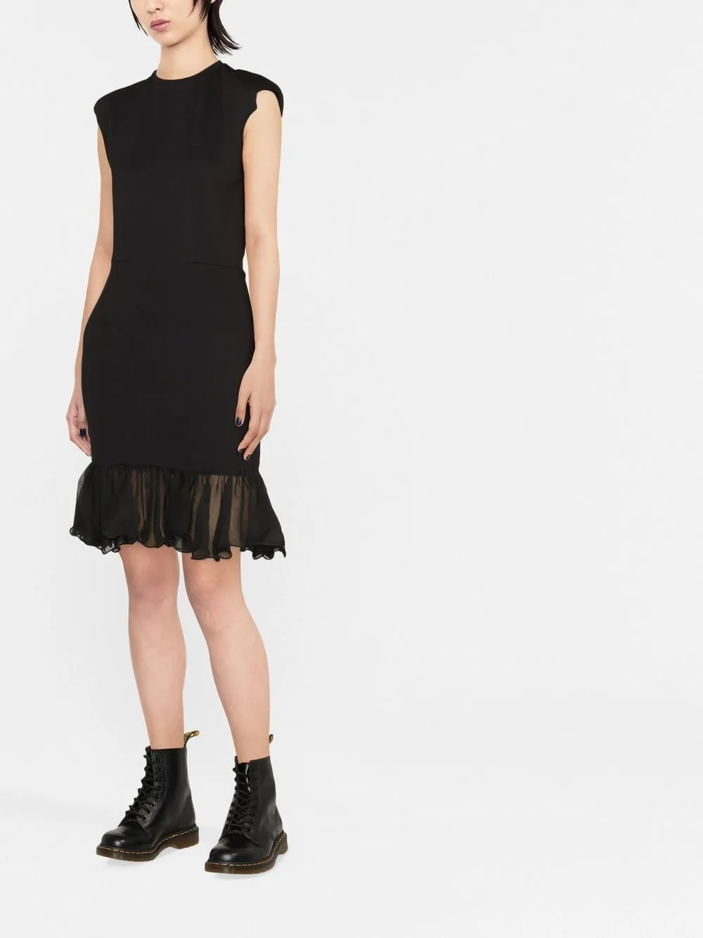 Shop Rotate Birger Christensen Sleeveless Ruffle-hem Dress In Schwarz