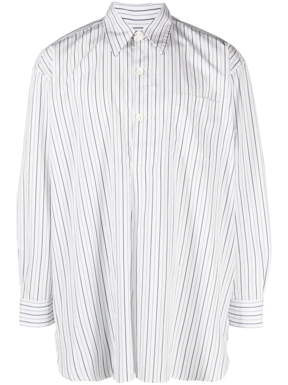 Our Legacy White Vertical Stripe Popover Shirt