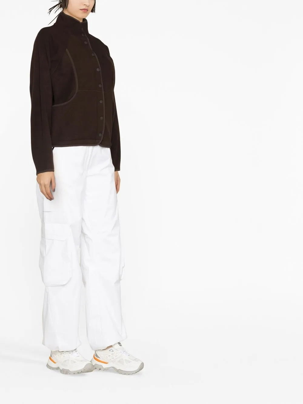 Outdoor Voices Fleece Snapfront Jacket In Brown ModeSens