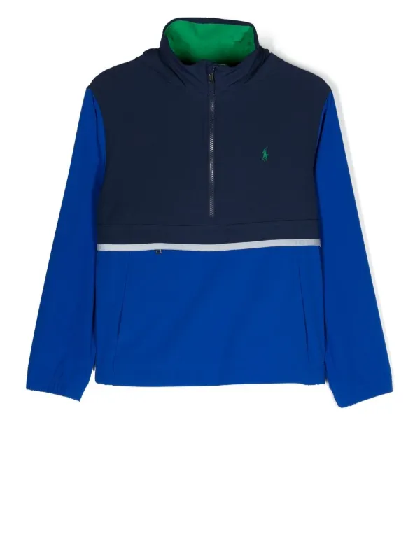 POLO RALPH LAUREN KIDS colour-block Half Zip Jacket Blue