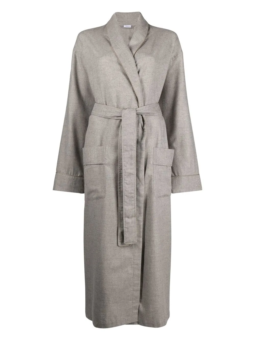 

Zimmerli piping-detail flannel robe - Grey