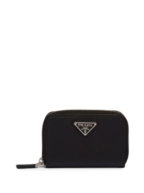 Porte-monnaie en cuir Saffiano à plaque logo - Prada - Modalova