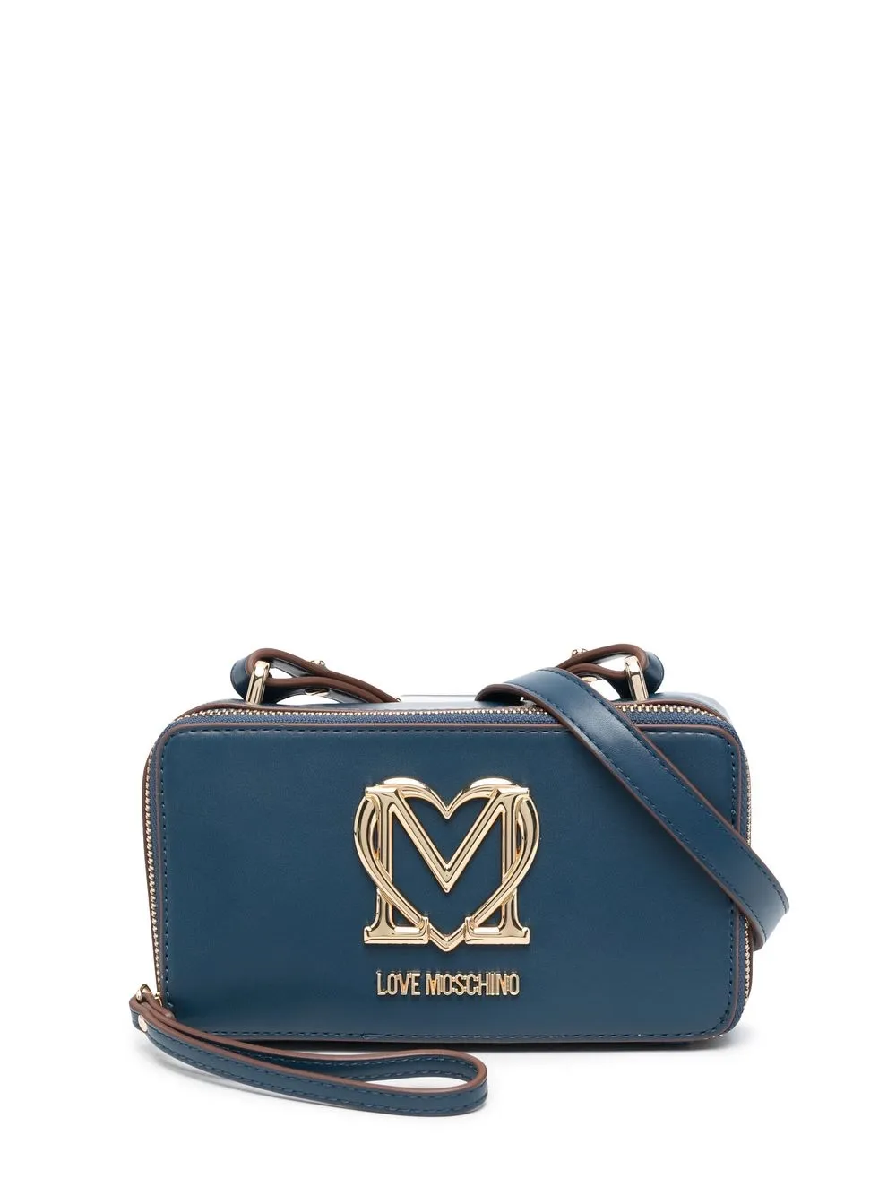 

Love Moschino logo-plaque zipped crossbody bag - Blue