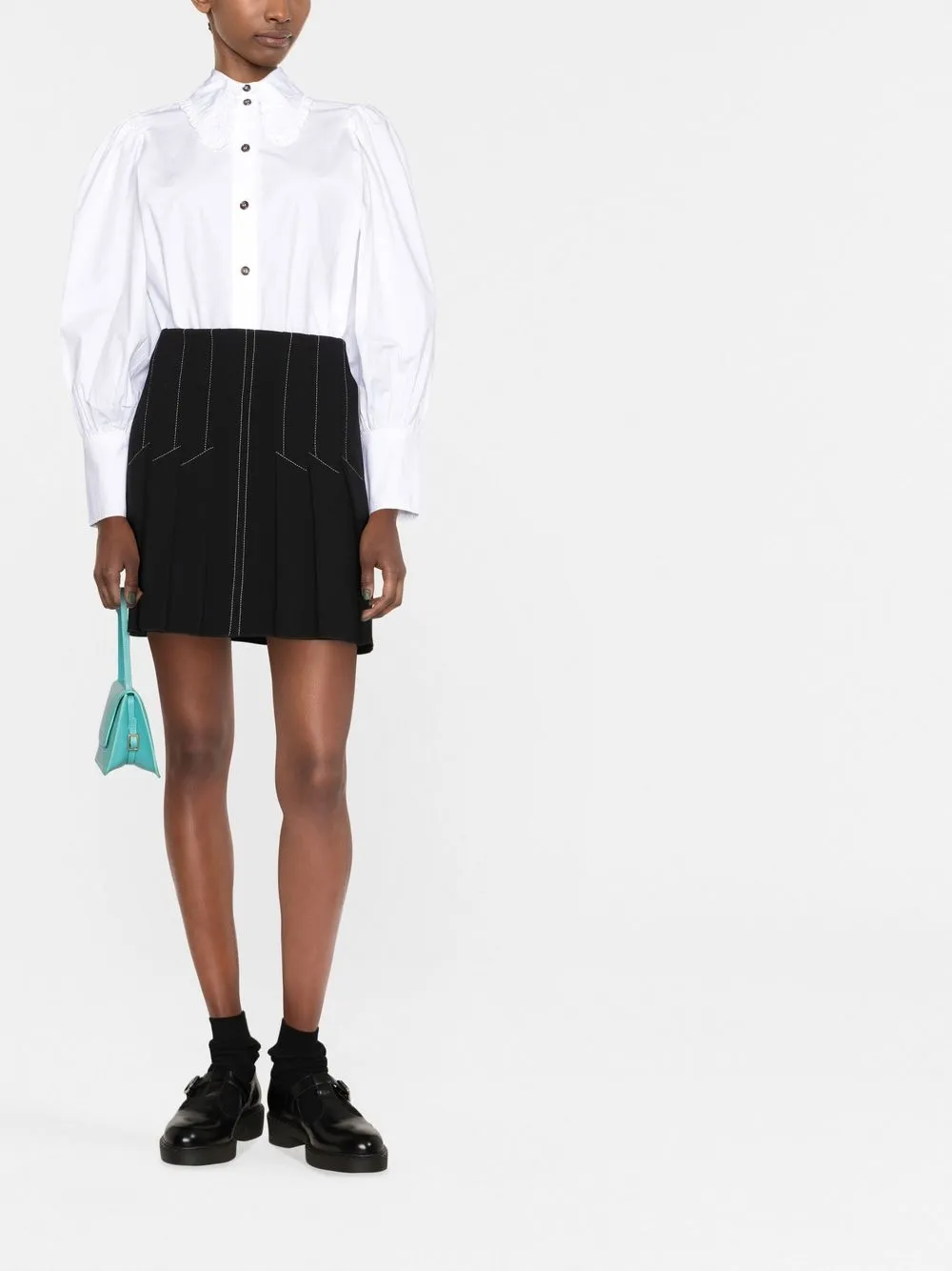 GANNI Blouse met pofmouwen - Wit