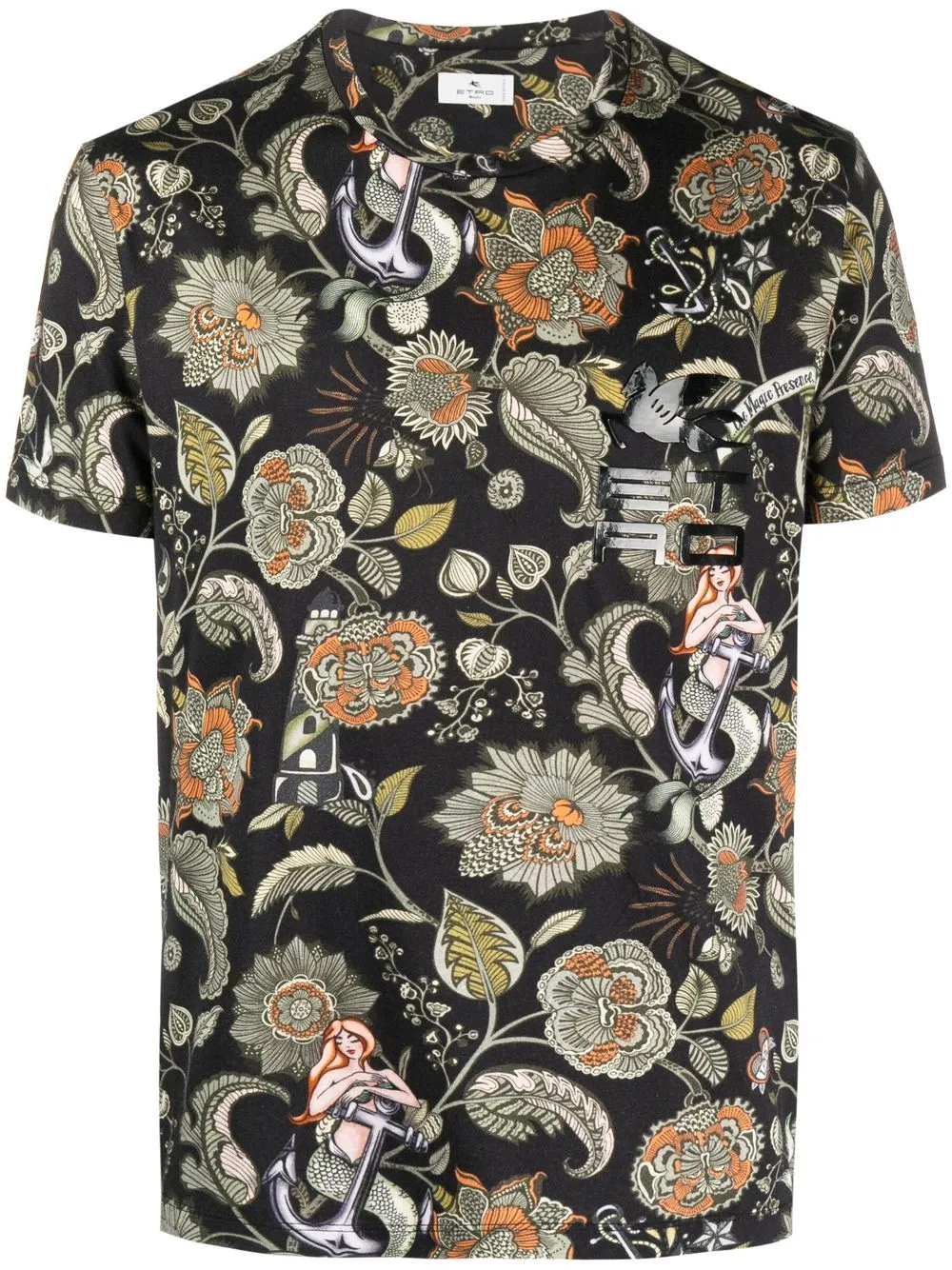 

ETRO playera manga corta con estampado floral - Negro