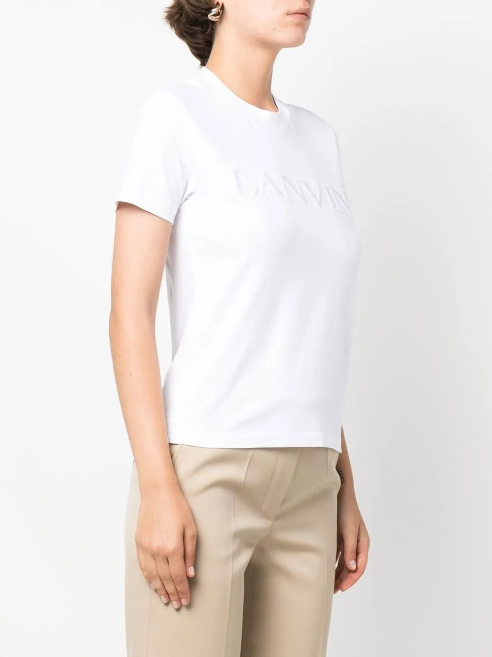 lanvin logo刺绣圆领t恤