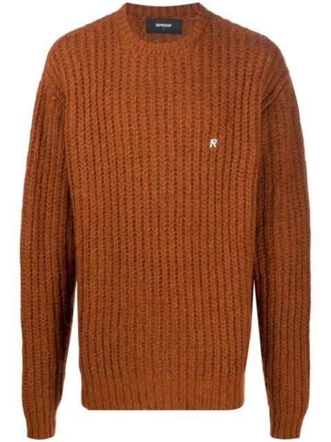 Represent suéter tejido de canalé con logo bordado