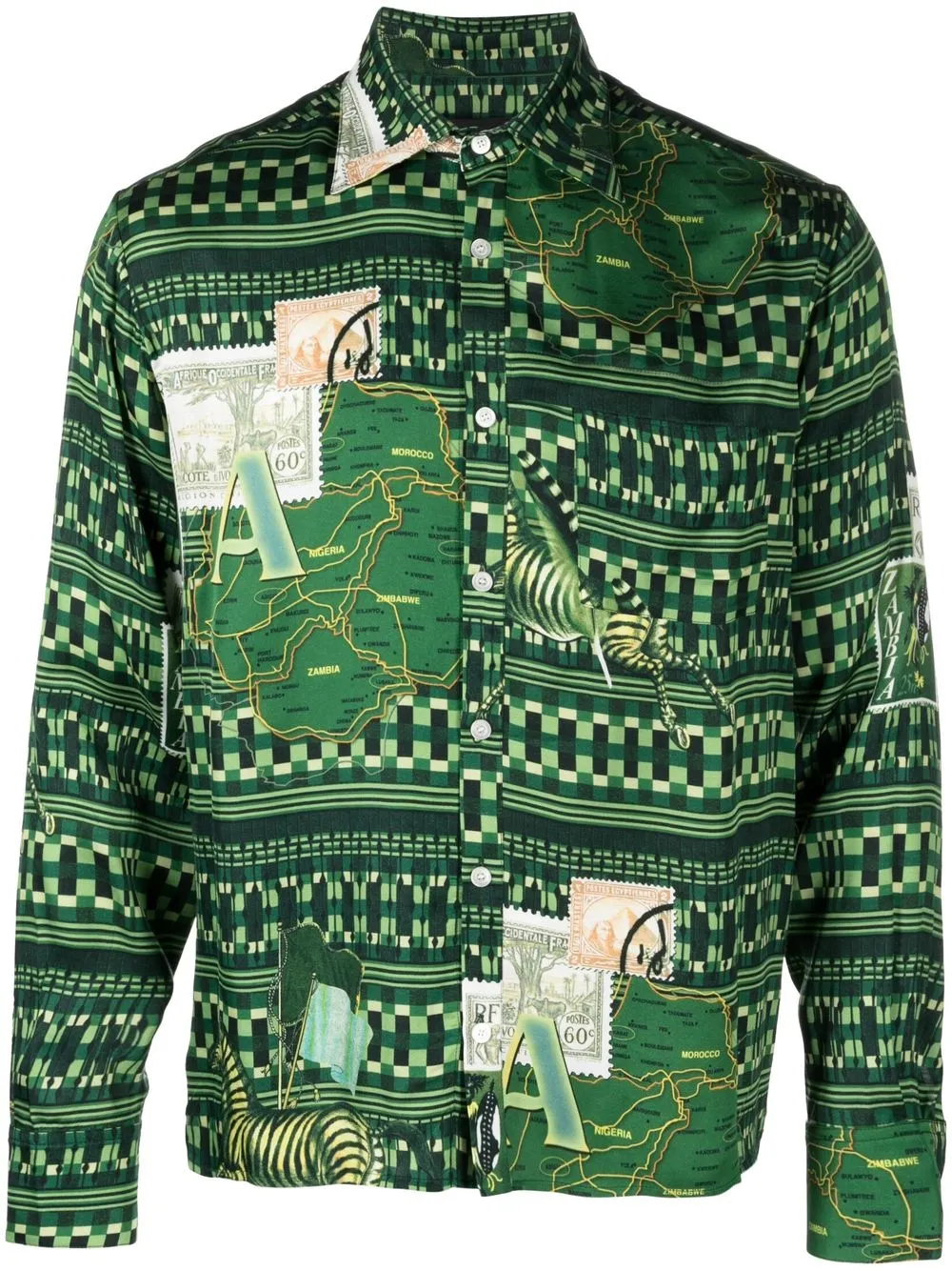 Ahluwalia Printed Viscose Shirt In Green