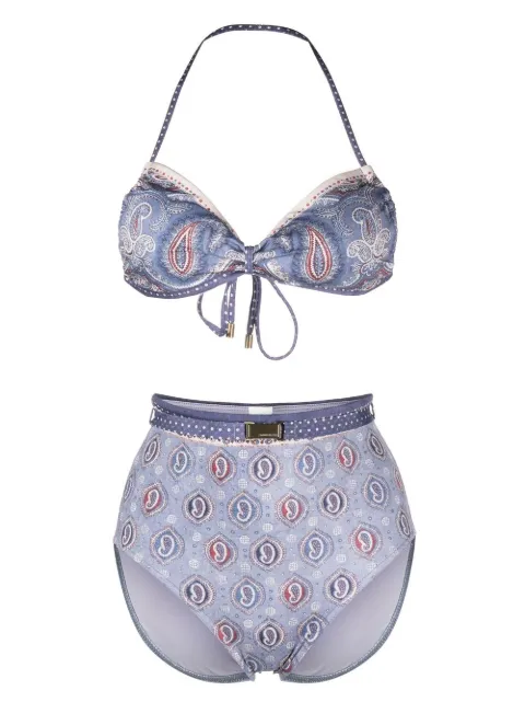 ZIMMERMANN bikini con cuello halter y estampado de cachemira