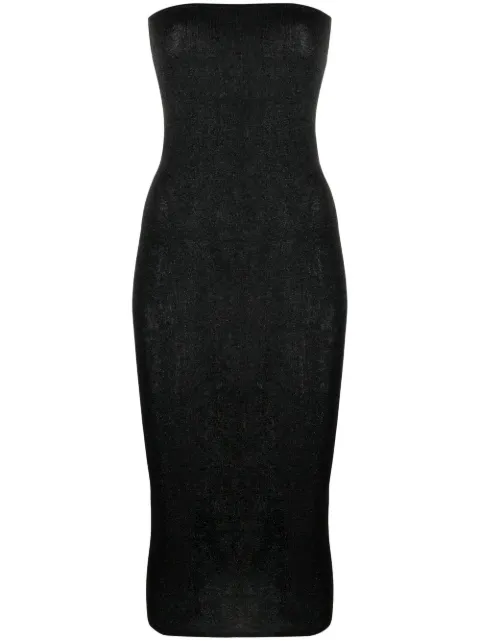 St. Agni 90s sheer-knit strapless midi dress