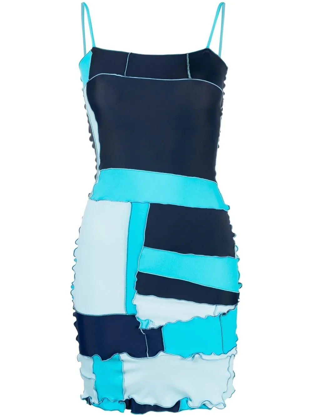 

sherris vestido corto con diseño patchwork - Azul