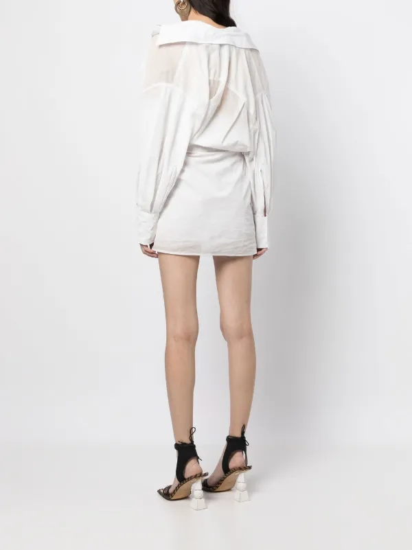 ワンピース JACQUEMUS THE SHIRT DRESS JACQUEMUS Cutout draped stretch-twill mini shirt dress | THE