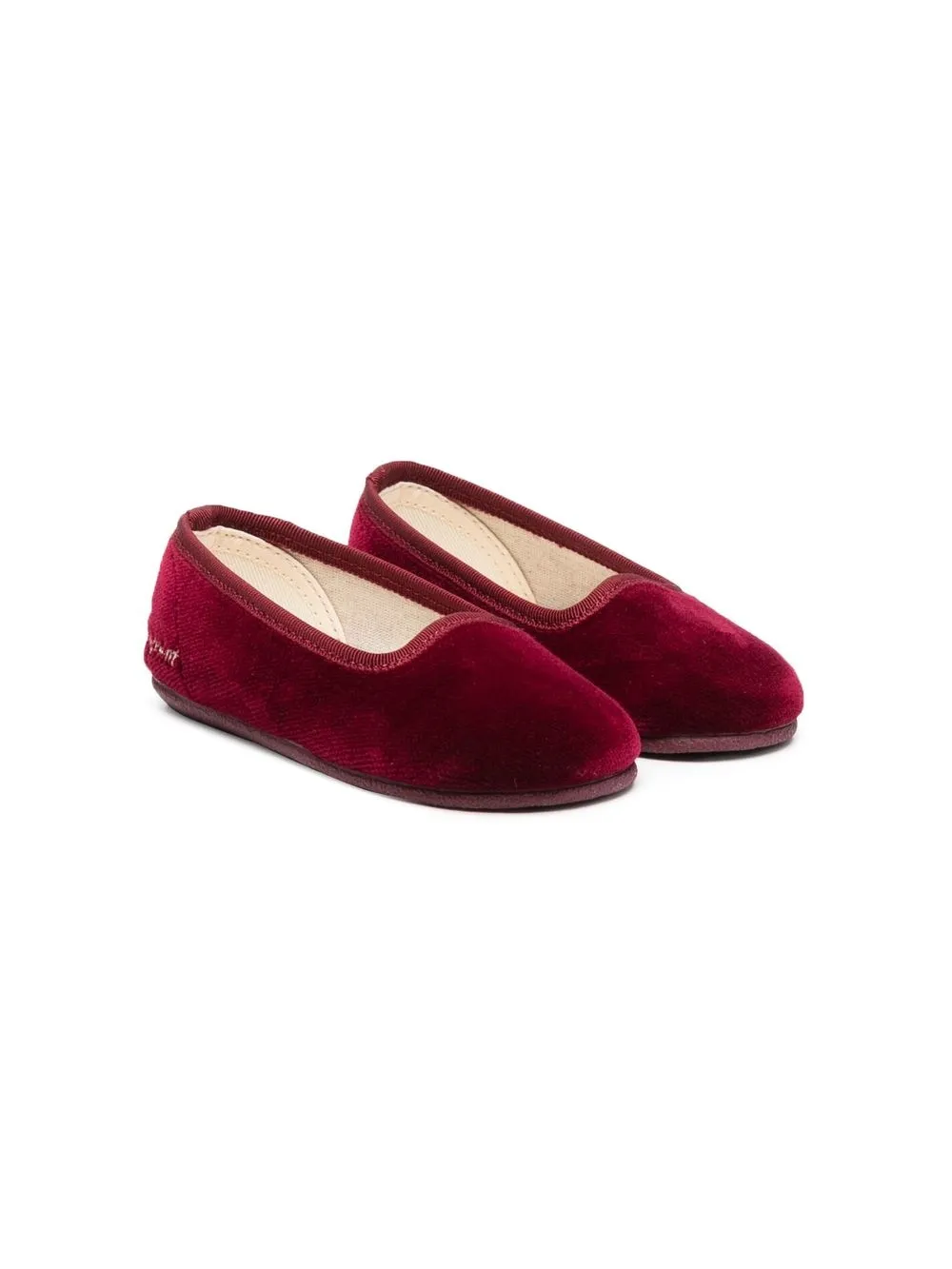 

Bonpoint slippers de terciopelo con puntera redonda - Rojo