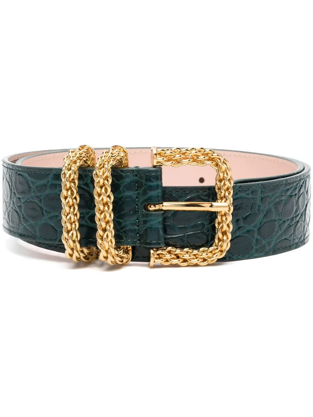 

BY FAR crocodile-effect leather belt - Green